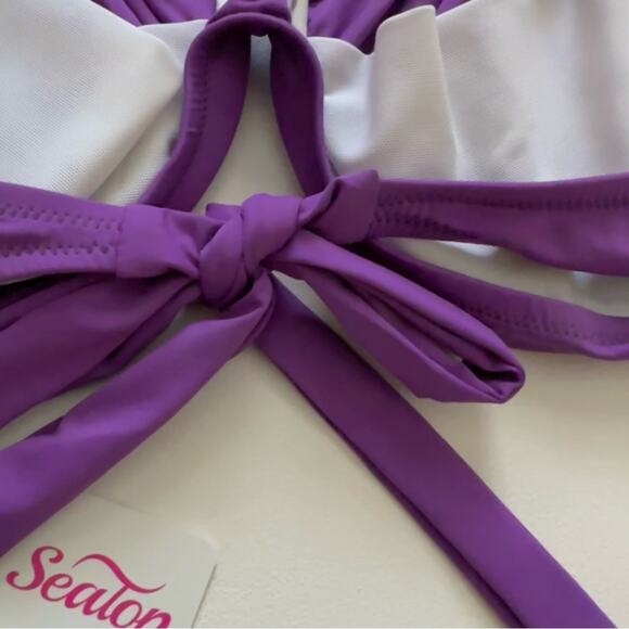 Seatop Bikini Top Swim Purple Halter Neck Underwire Adjustable Bikini Top Size H - Picture 11 of 13